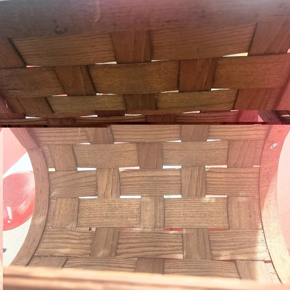 Vintage Handmade Wooden Woven Basket Magazine Rack Farmhouse Primitive Decor